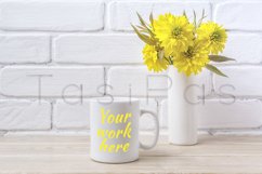 White coffee mug mockup with Golden Ball flower. Product Image 2