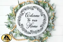 Welcome Home Sign SVG Round Sign SVG Farmhouse Wreath SVG Product Image 3