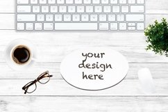 Mouse Pad Mockup | Office Desk Round Mouse pad Mock up Product Image 3