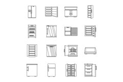 Freezer fridge frozen ice icons set, outline style Product Image 1