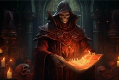 Dark necromancer summoning magic in crypt Product Image 1