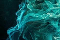 Ethereal woman enveloped in blue smoke Product Image 1