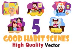 5X Good Habit Scenes Illustrations Product Image 1