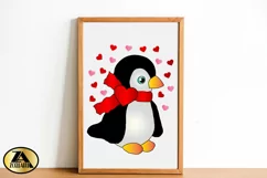 Valentine Sublimation PNG Baby Penguin with Hearts PNG Product Image 2