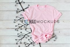 Pink t-shirt Mockup, flatlay, styled stock photography Product Image 1