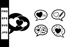 Heart chat bubbles with love message and mobile device icons Product Image 1