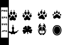 Animal paw and footprint vector icons set with various shape Product Image 1