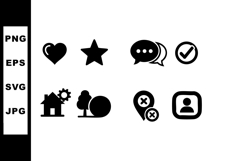 Set of simple black icons including heart star chat check ho Product Image 1