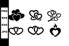 Heart symbols collection with intertwined and flaming design Product Image 1