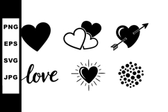 Heart icons set with love symbols and arrow design vector co Product Image 1