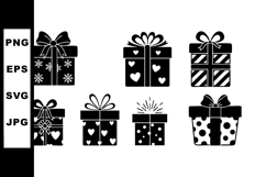 Gift boxes with ribbons and bows in black and white vector d Product Image 1