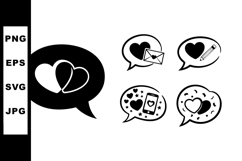 Love and heart communication icons with messages, mobile, en Product Image 1