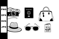 Travel essentials collection with camera passport handbag ha Product Image 1