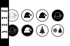 Christmas hat and winter holiday icons set with tree and sno Product Image 1
