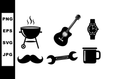Collection of simple black silhouette icons including grill Product Image 1