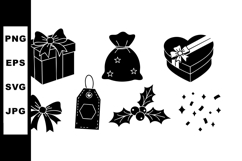 Holiday gift box present bow tag holly berry stars sparkles Product Image 1