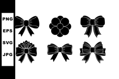 Decorative black bow and flower vector icons set with elegan Product Image 1