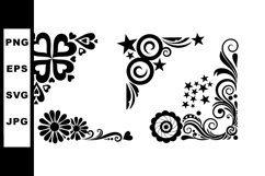 Decorative black floral and swirl corner vector design eleme Product Image 1