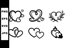 Heart shapes collection with love and romance symbols in bla Product Image 1