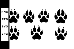 Black animal paw print silhouettes set in simple style on wh Product Image 1