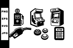 Retro gas pump arcade game atm machine gas nozzle tokens vec Product Image 1