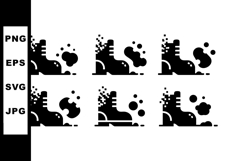 Boot footprint mud splatter vector icon set with pixel effec Product Image 1
