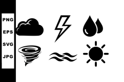 Weather Symbols Vector Set Including Cloud Lightning Rain To Product Image 1