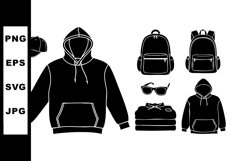 Hoodie sweatshirt with cap backpack sunglasses and shoes cas Product Image 1