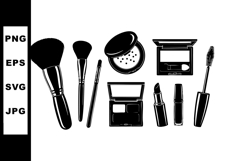 Makeup brushes and cosmetic products vector set with powder, Product Image 1