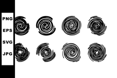 Abstract black spiral swirl vector set with dynamic round sh Product Image 1