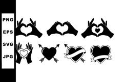 Heart hands and heart shapes vector icons love symbol design Product Image 1