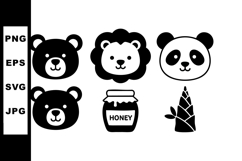 Cute black and white bear lion panda honey jar bamboo shoot Product Image 1