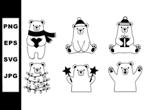 Cute cartoon bears in winter accessories holding heart and s Product Image 1
