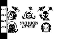 Space buddies adventure with astronaut unicorn cat sloth ali Product Image 1