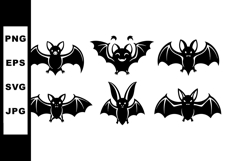 Bat silhouettes collection in black and white for Halloween Product Image 1
