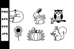 Forest animals and nature icons including fox, rabbit, owl, Product Image 1