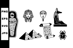 Ancient Egyptian symbols including mummy, pharaoh mask, Anub Product Image 1