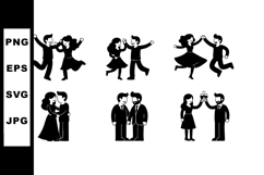 Dancing couples and romantic pairs celebrating love and toge Product Image 1