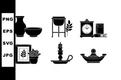 Vintage kitchenware and home decor vector icons set with can Product Image 1