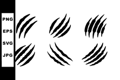 Animal claw marks scratch vector set in black silhouette sty Product Image 1