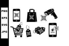 QR code scanning technology on smartphone, shopping bag, bar Product Image 1