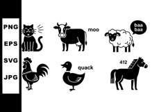 Farm Animals with Speech Bubbles Including Cat Cow Sheep Roo Product Image 1