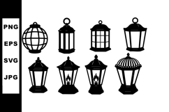 Vintage lantern silhouettes vector set with various classic Product Image 1