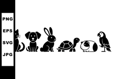 Silhouette of various common pets including cat dog rabbit t Product Image 1