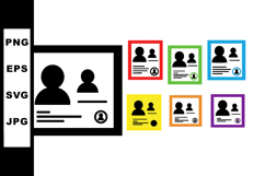 Identification card icon set with silhouette profiles and in Product Image 1