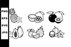 Tropical fruits set including pineapple mango kiwi banana pa Product Image 1