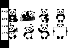 Cute cartoon panda bear vector set in different poses and ex Product Image 1