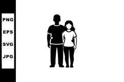 Silhouette of boy and girl standing together showing friends Product Image 1