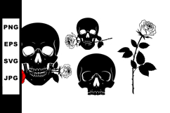 Skull with rose in mouth black and red vector design for got Product Image 1