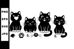Four adorable black cats with heart and paw symbols cute car Product Image 1
